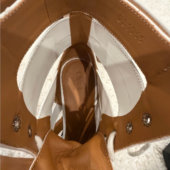 Chloé White Cut-Out Lace-Up Ankle Boots with Buckles for Women - Picture 8 of 8